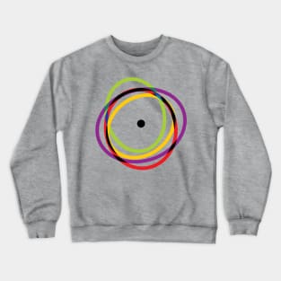 Rainbow Colorful Elastic Rings in Atom Shaped Form Crewneck Sweatshirt